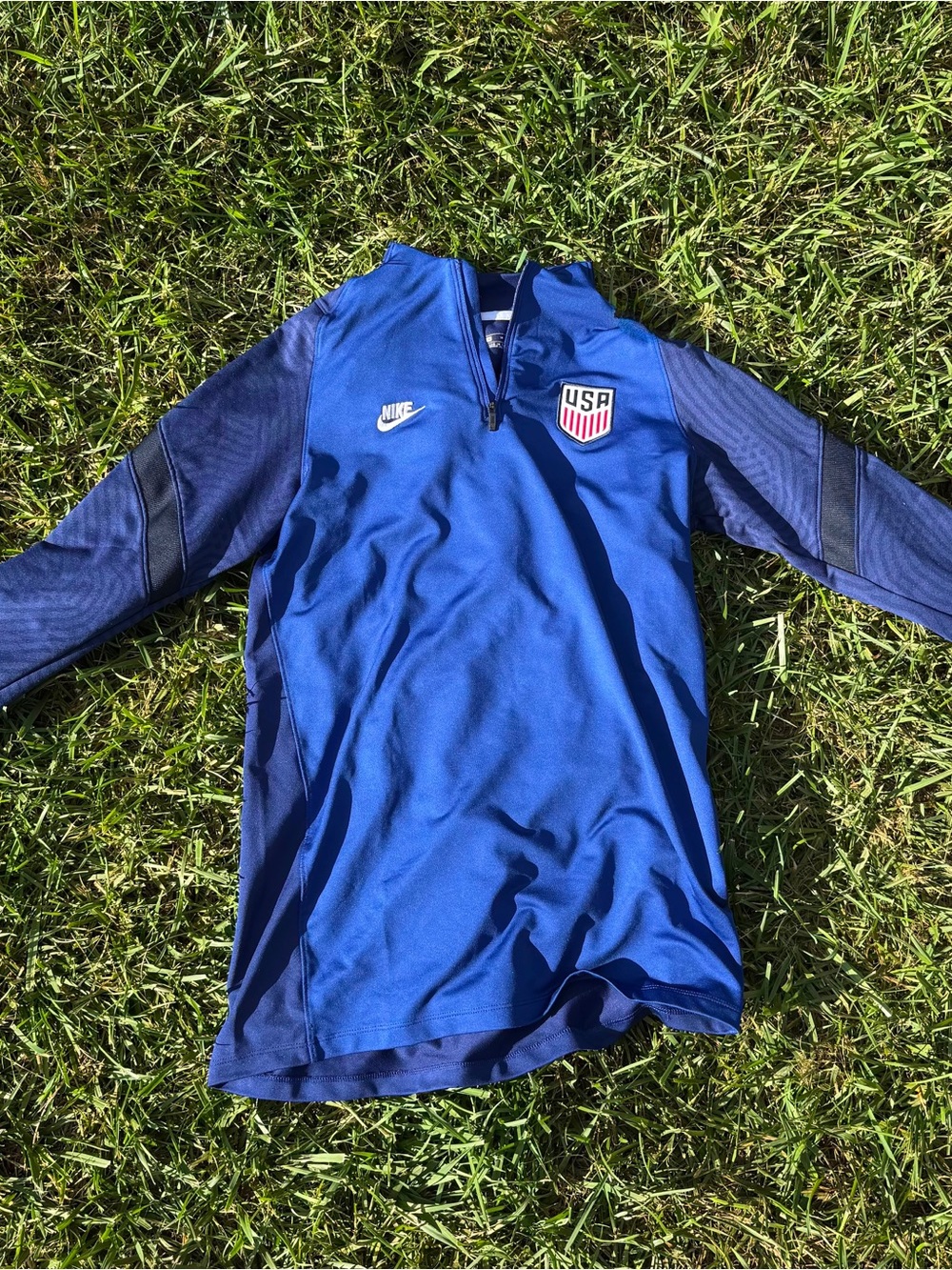 Men’s Nike Navy USA Soccer Strike Drill Performance Quarter-Zip Top Size M